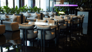 The interior of a posh restaurant